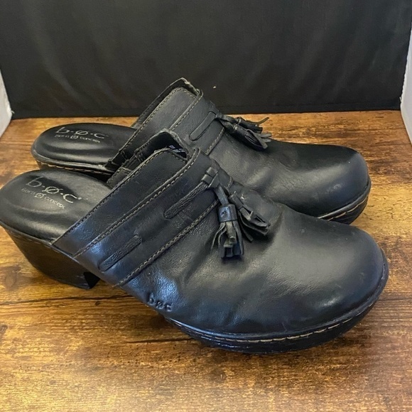 4 for $20 SALE! B.o.c Elsbury Leather Tassel Clogs, Black, Size 10M - Picture 2 of 13